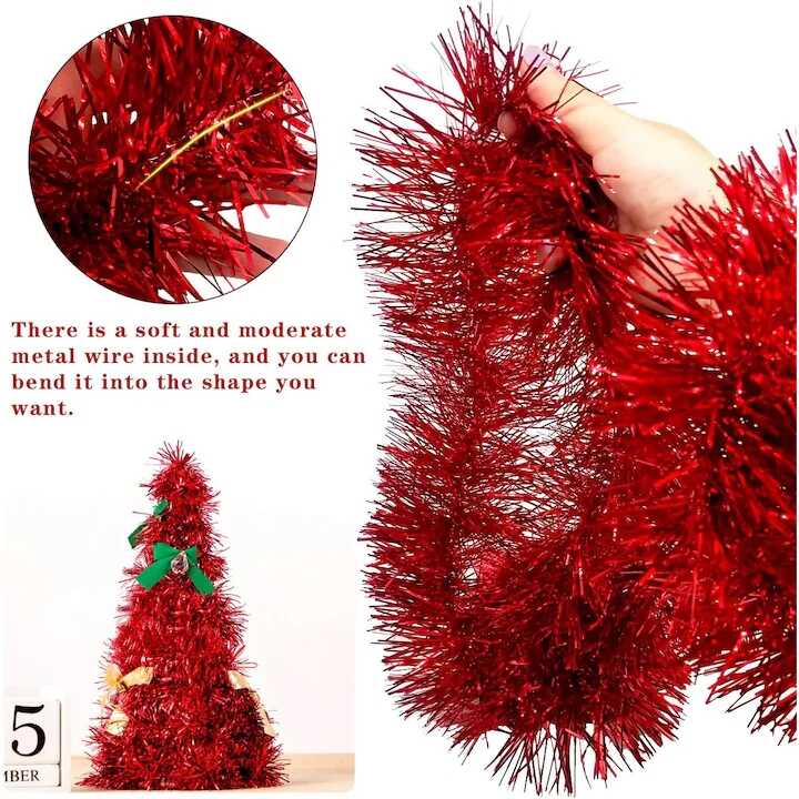 Karácsonyi Tűzvörös Girland boa piros színben 2 méter 10 cm