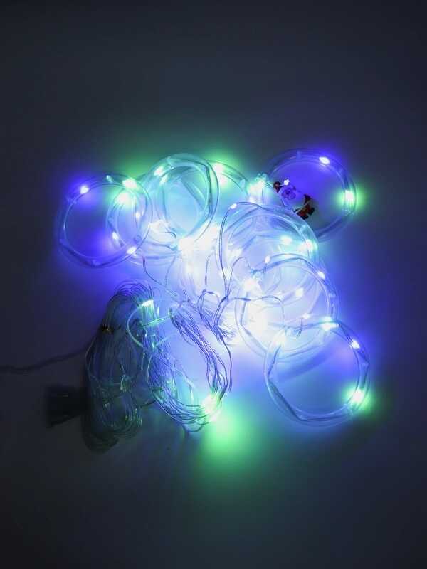 Karácsonyi Kör Fényfüggöny 10 db Gyűrűvel, 3 m x 0.6 m, színes RGB , Karácsonyi Mintákkal