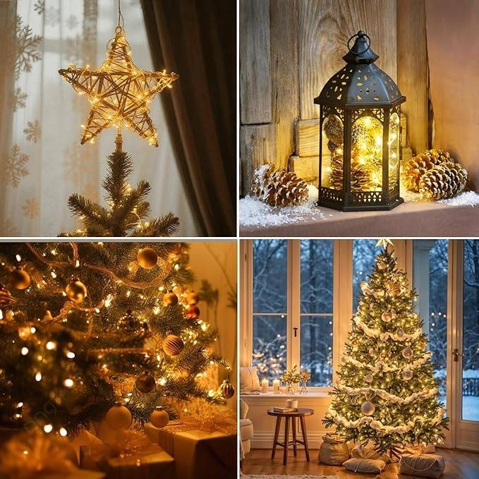 Karácsonyi Drótfüzér 50 m, Szuper Sűrű, Melegfehér, Élénk Fényű, XXL Tekercs távirányítóval 8 funkciós