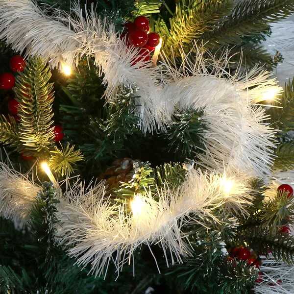 Karácsonyi Hófehér Girland boa fehér színben 2 méter 10 cm