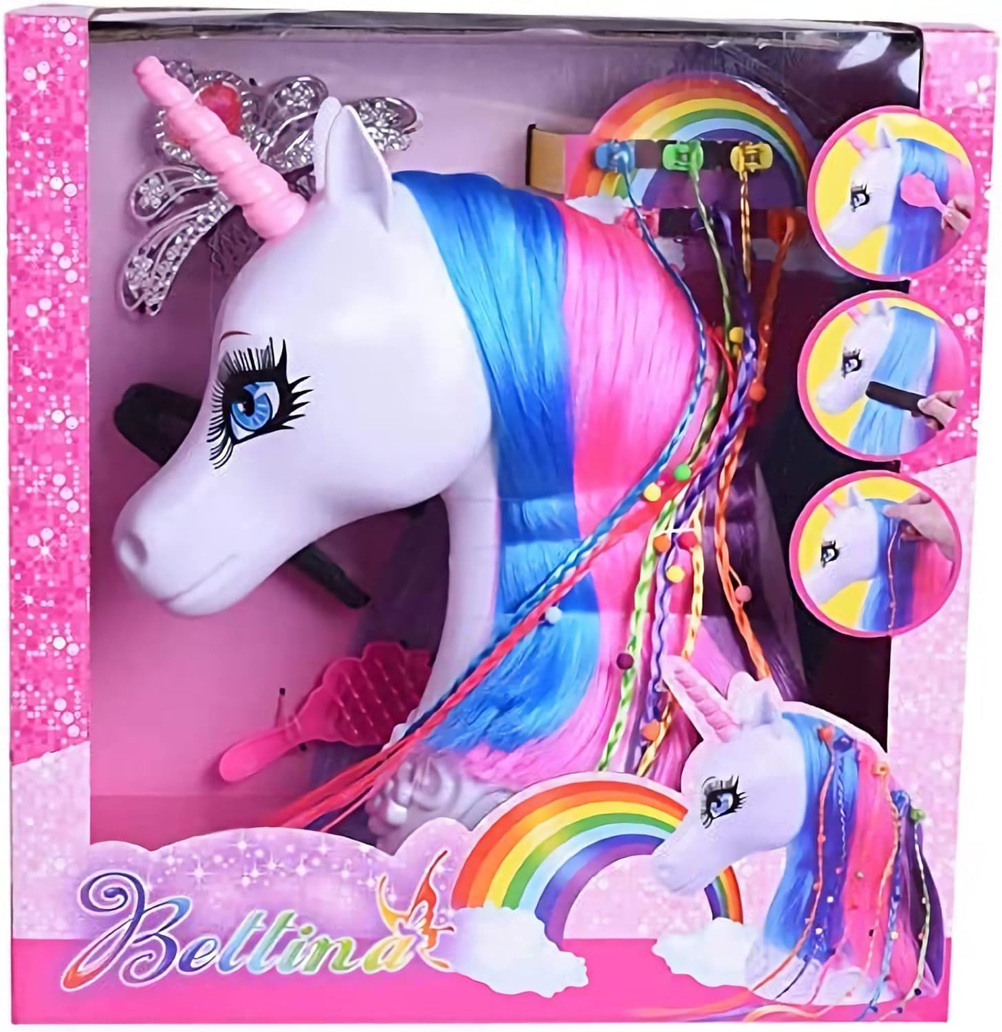 Fésülhető unikronis szines sörénnyel fodrász kiegészítőkkel