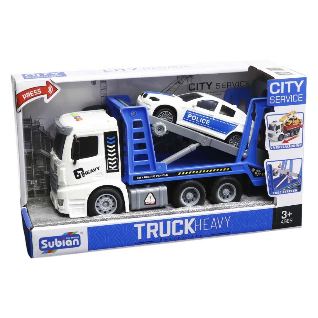 Rendőrautót szállító kamion