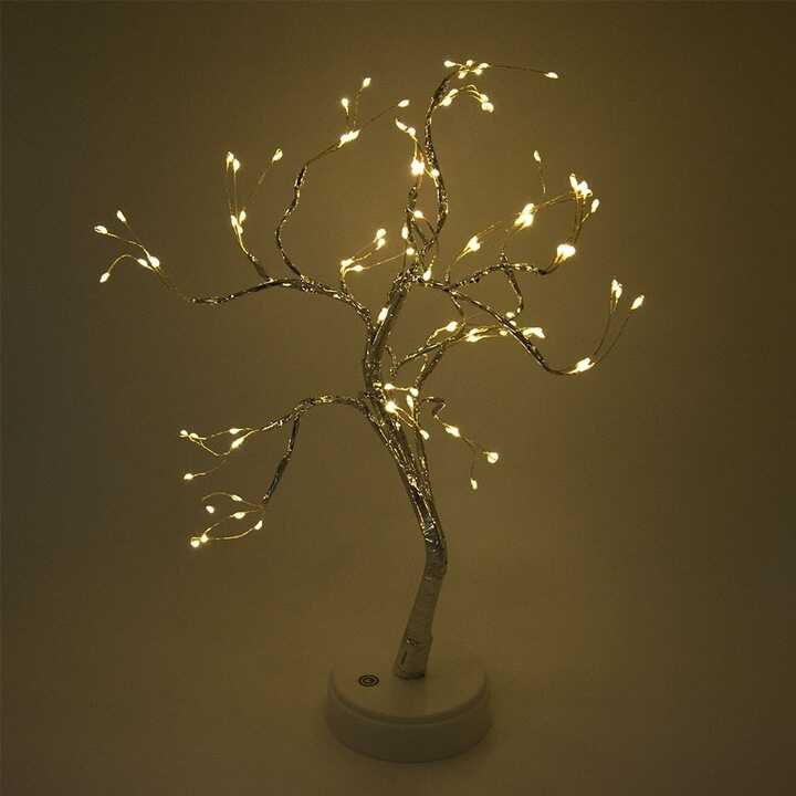 Asztali LED Bonsai (50 cm), Melegfehér, Elemes és Hálózati, Érintőkapcsolós