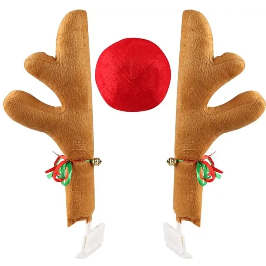 "Rénszarvas Autó Dísz – Ünnepi Dekoráció a Kerekes Szánhoz Varázsold autódat pillanatok alatt Mikulás szánjának legvidámabb rénszarvasává! Dobd fel a karácsonyi készülődést és az utakon töltött időt ezzel a bájos és egyszerűen felszerelhető rénszarvas szettel. Garantáltan mosolyt csal mindenki arcára, legyen szó bevásárlásról vagy ünnepi látogatásról. A Csomag Tartalma: 2 db Rénszarvas Agancs Dísz: Puha, barna plüss anyagból, színes (piros és zöld) szalagokkal és kis csengőkkel díszítve, amelyek finoman csilingelnek utazás közben, tovább fokozva az ünnepi hangulatot. 1 db Piros Orr: Nagyméretű, élénkpiros, puha textilborítású labda, amely autód hűtőrácsára rögzítve Rudolf, a vörös orrú rénszarvas orrát szimbolizálja. Főbb Jellemzők és Előnyök: Azonnali Ünnepi Hangulat: Változtasd át autód szempillantás alatt egy vidám, karácsonyi szánná. Egyszerű Felszerelés: Nincs szükség szerszámokra! Agancsok: A rögzítő fülek segítségével könnyedén beilleszthetőek az első vagy hátsó ablakok felső szélébe (az ablak felhúzásával stabilizálható). Orr: A hátoldalán lévő rugalmas rögzítő drót segítségével könnyen felhelyezhető az autó hűtőrácsára. Univerzális Méret: A legtöbb személygépkocsihoz, terepjáróhoz és furgonhoz használható (ellenőrizd a helyi közlekedési szabályokat a használat előtt!). Minőségi Anyagok: Tartós, puha plüss és textil anyagokból készült, strapabíró rögzítő elemekkel. Tökéletes Ajándék: Ideális meglepetés a karácsony szerelmeseinek, családoknak és a humoros dekorációkat kedvelőknek. Műszaki Adatok (tájékoztató jellegű): Anyag: Plüss (poliészter), textil, műanyag/drót rögzítők. Agancs Méret: Kb. 43 cm magasság Orr Átmérő: Kb. 13-15 cm Figyelem! Az agancsok felhelyezésekor ellenőrizze, hogy az ablakot biztonságosan be tudja zárni. Kérjük, tájékozódjon az adott ország és régió maximális ajánlott sebességkorlátozásairól a dekoráció használata mellett. Általánosan javasolt maximális sebesség a díszekkel: 90 km/h, de ez változhat. Tedd felejthetetlenné a téli utazásokat és oszd meg a karácsony szellemét mindenkivel!"