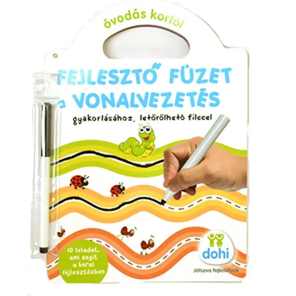 Fejlesztő vonal vezető füzet letörölhető filccel írás gyakorlás óvódásoknak