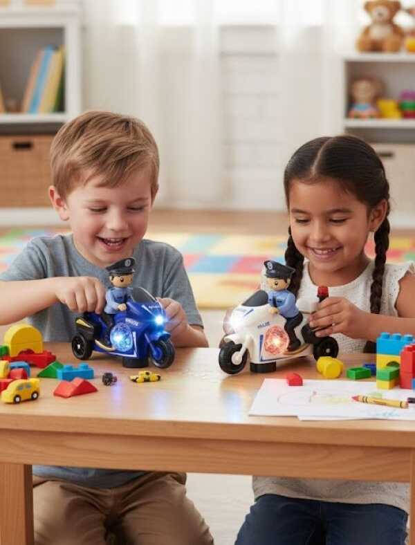 Elemes Rendőr motor figurával , fény és hanghatásokkal