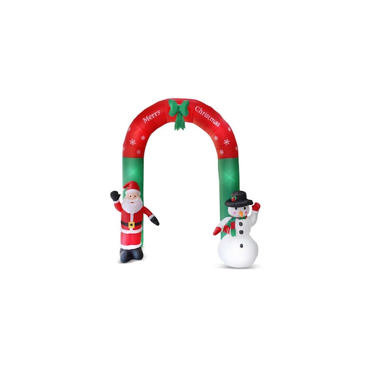 Óriás Felfújható Karácsonyi Kapu – Mikulás és Hóember LED Dekoráció 240cm