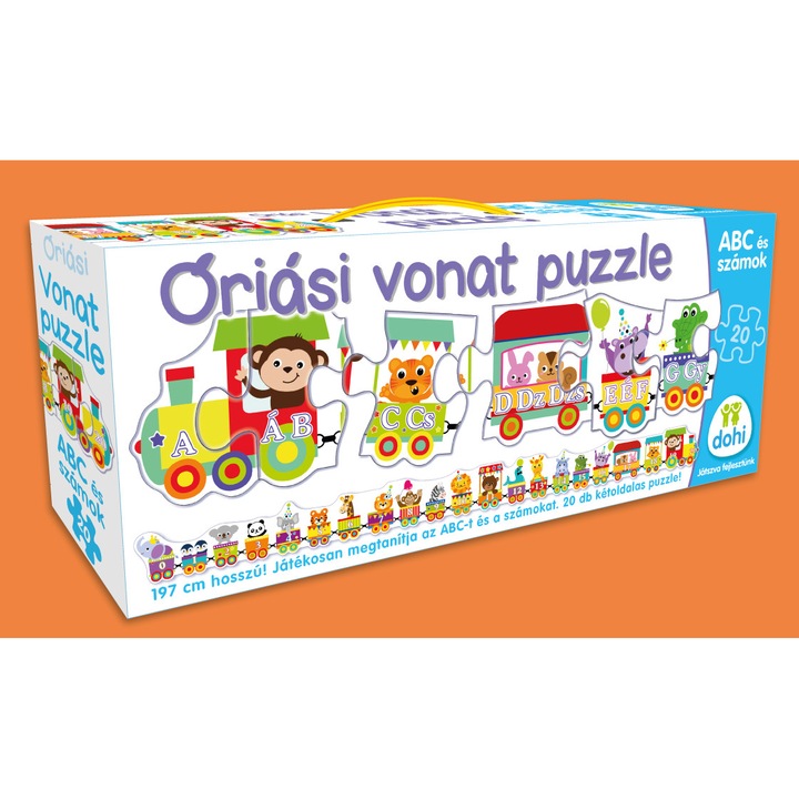 Hatalmas vonat puzzle, magyar számok és ábécé