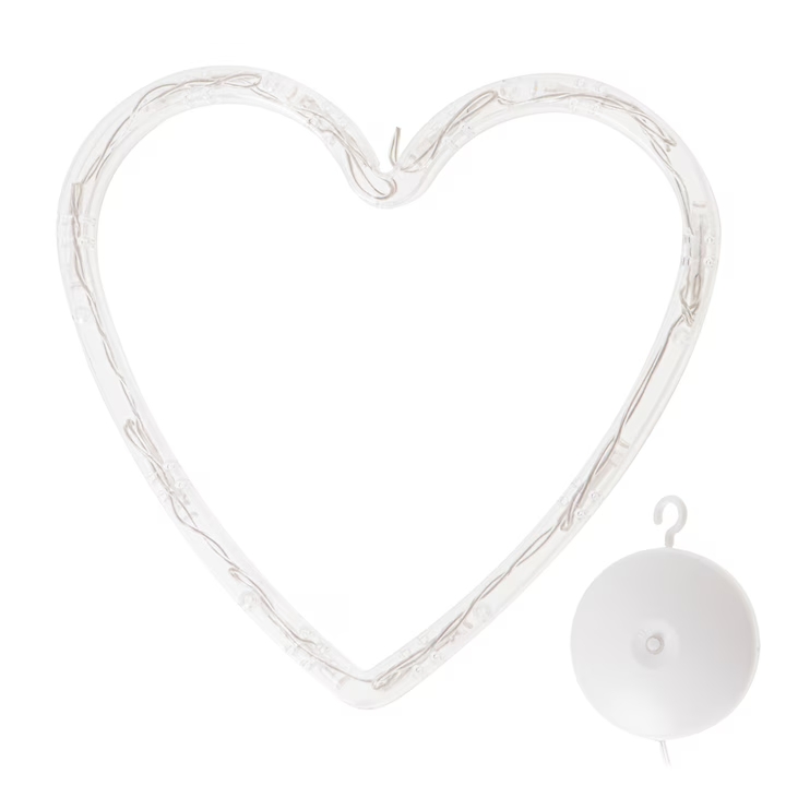 Aigostar Szív Ablak és karácsonyfa Dekoráció, 10 LED, elemes, melegfehér 20 cm