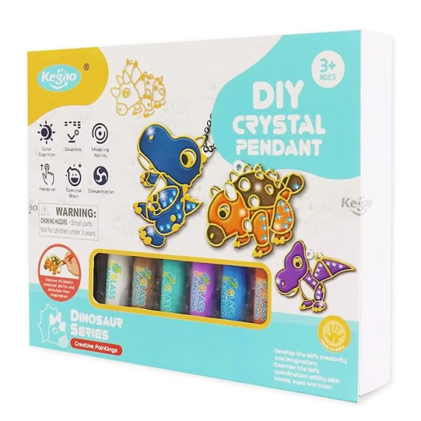 DIY Dínós Kristály Kulcstartó,ékszer készítő készlet gyerekeknek