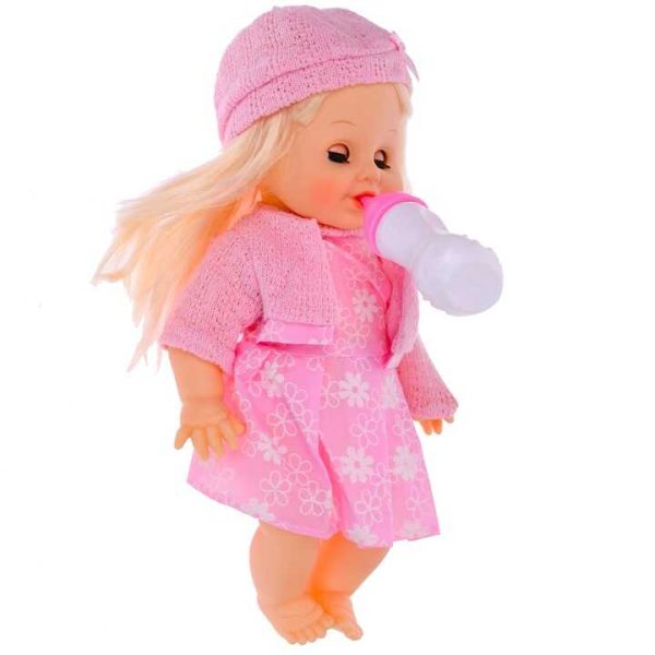 Gyönyörű hajas baba kiegészítőkkel , hangot ad ki és pisil , 36 cm
