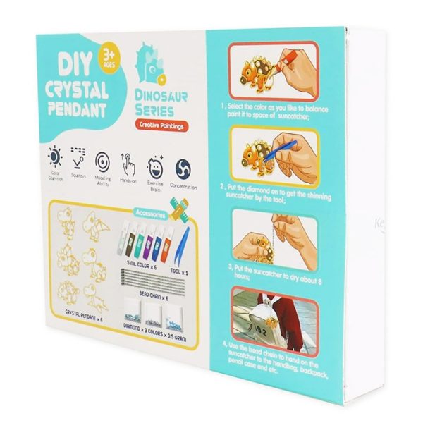 DIY Dínós Kristály Kulcstartó,ékszer készítő készlet gyerekeknek