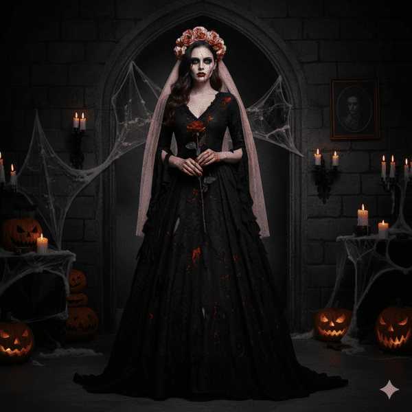 Fehér színű Halloweeni véres fátyol