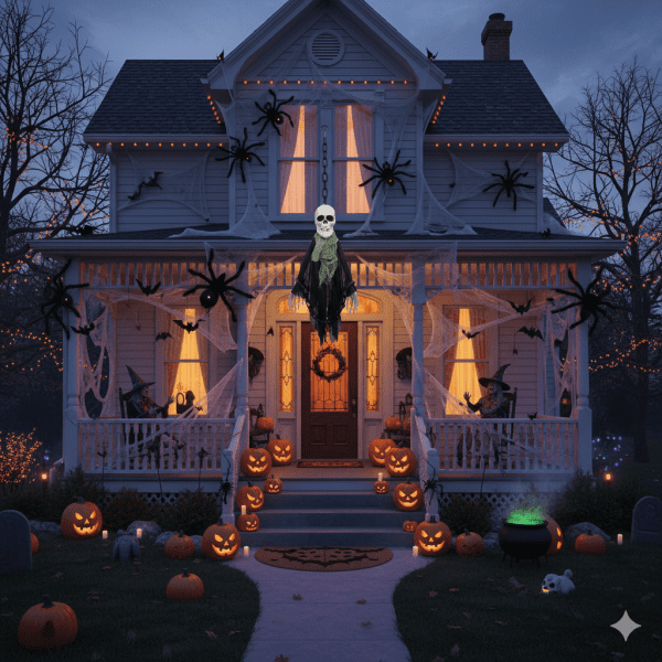 Halloweeni kis méretü csontváz szellem dekoráció