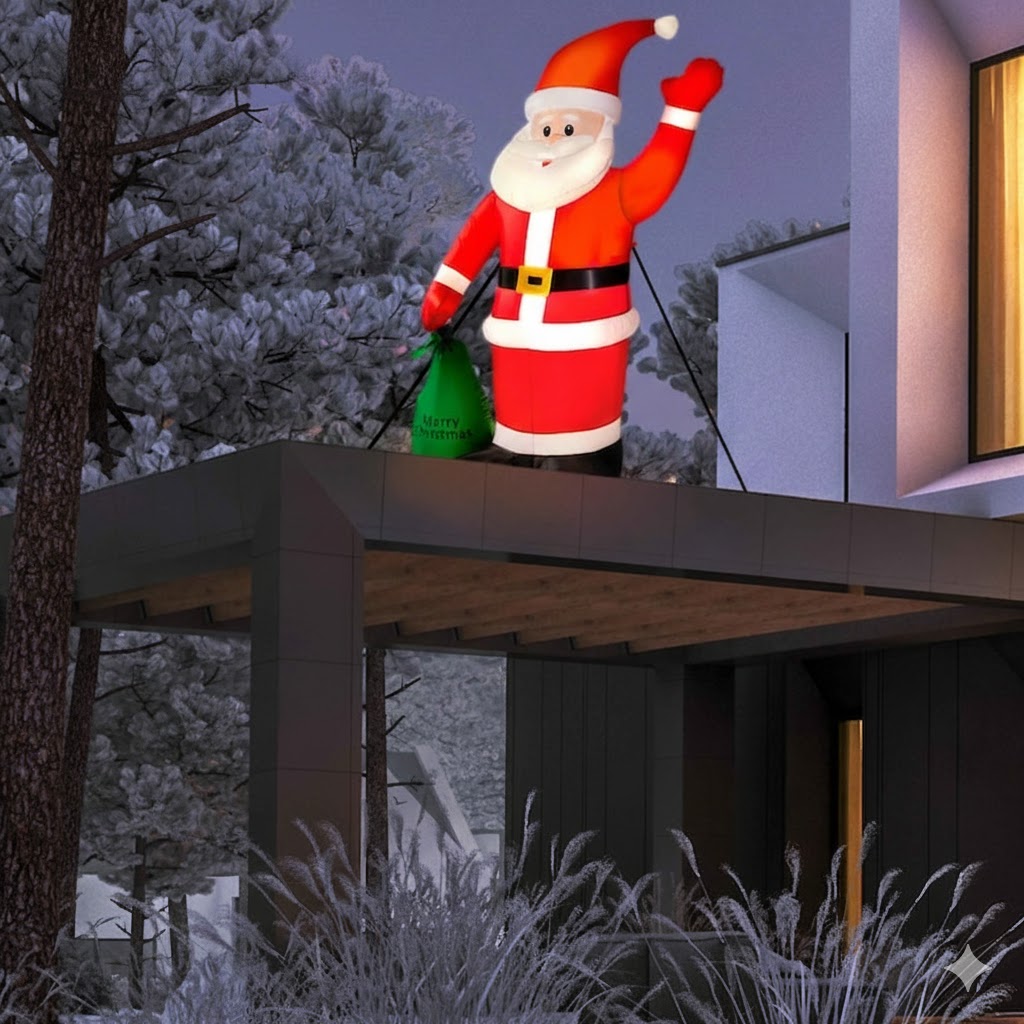 Felfujható óriás mikulás ledes karácsonyi disz 180x120cm