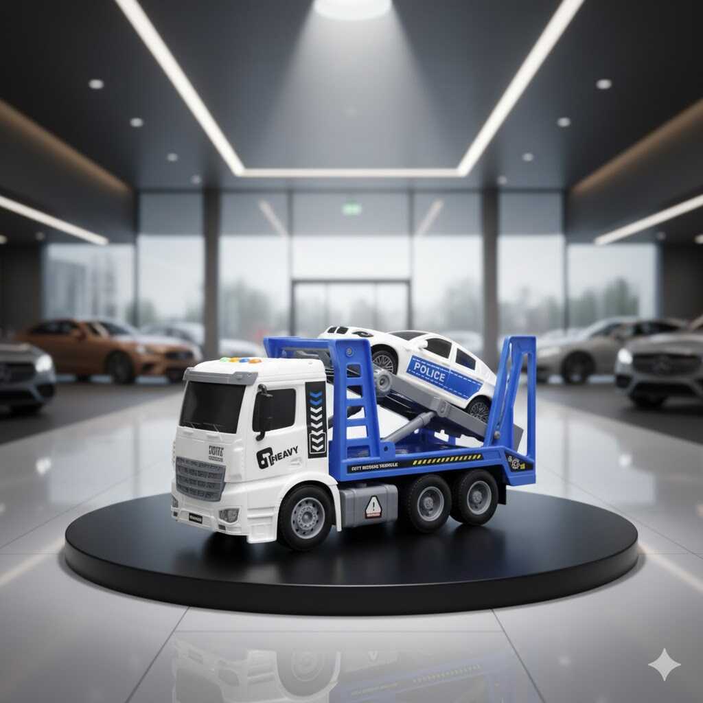 Rendőrautót szállító kamion