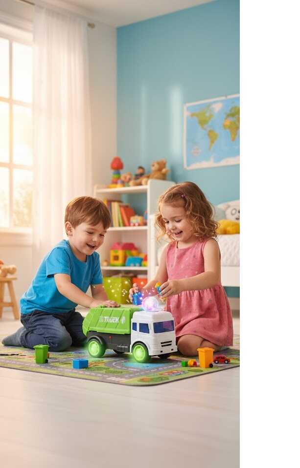 Játék kukás/szemétszállító autó ,fény és hangeffektel