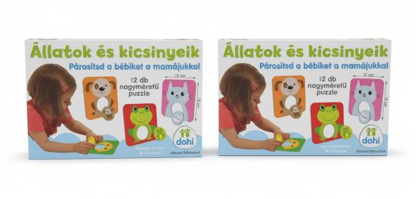 Állatok és kicsinyeik fejlesztő puzzle játék gyerekeknek