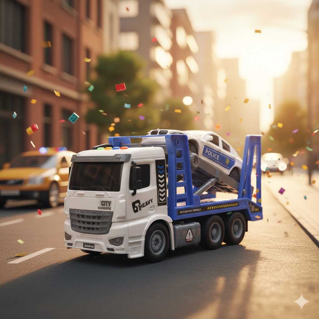 Rendőrautót szállító kamion