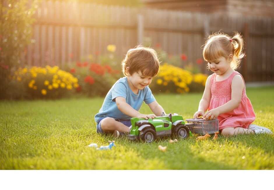 Játék Traktor Ketreces Utánfutóval - Zöld