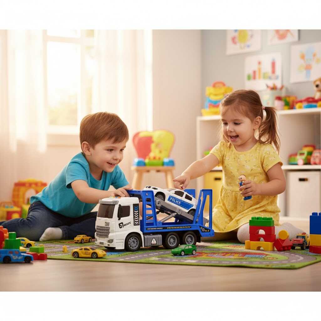 Rendőrautót szállító kamion