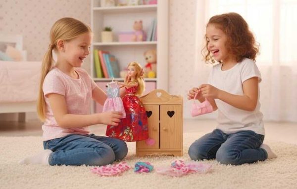 Öltöztetős játék baba rengeteg ruhával