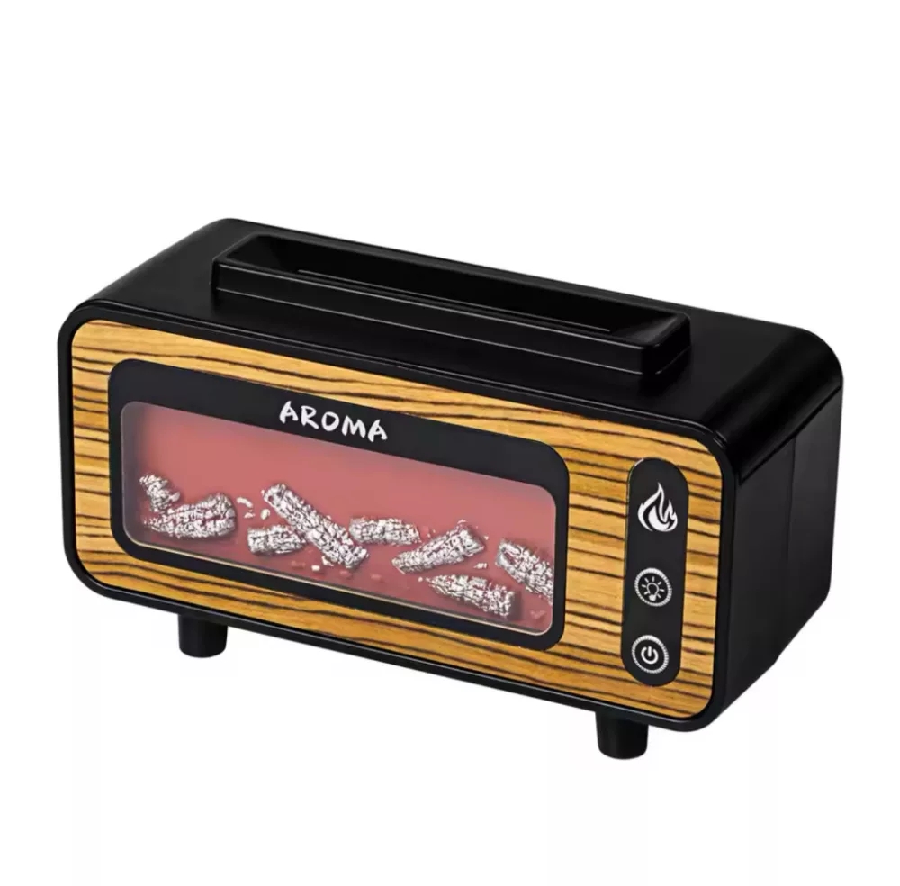 Vintage Kandalló Hatású Aromadiffúzor, 200ml, 6 Színű LED világítással