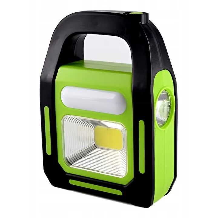 Hordozható Munkalámpa (COB+LED), 3in1 Tápellátás, Napelemes, IP65 Vízálló