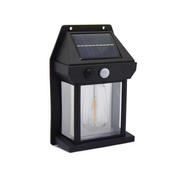 Kültéri Napelemes Fali Lámpa Mozgásérzékelővel körte led izzóval YX-778-1W