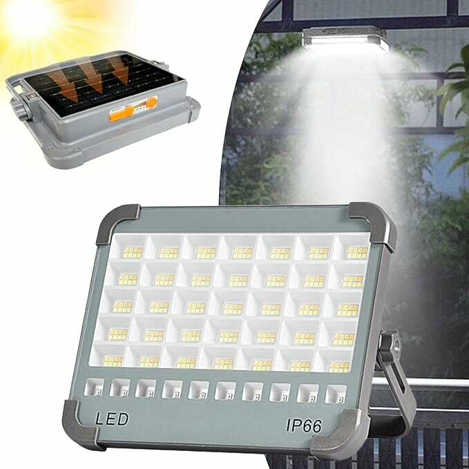 Hordozható unierzális Reflektor Munkalámpa - 100W, 10000 mAh-s Napelemes, USB Tölthető, mágneses IP66 Vízálló Reflektor