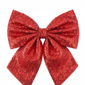 Flitteres óriás masni karácsonyi dísz -piros