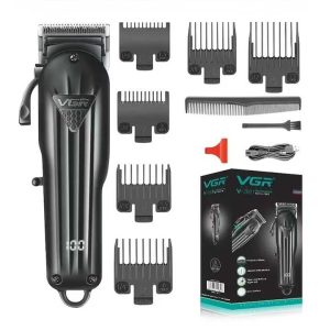 VGR-V282 Professzionális akkumulátoros hajvágó gép ,led kijelző , cserélhető fejekkel , fekete