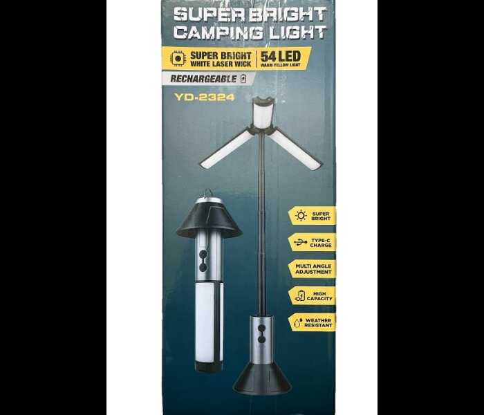 Szuper Fényes multifunkciós teleszkópos Kempinglámpa - Újratölthető, 54 LED-es, Állítható Fényű YD-2324