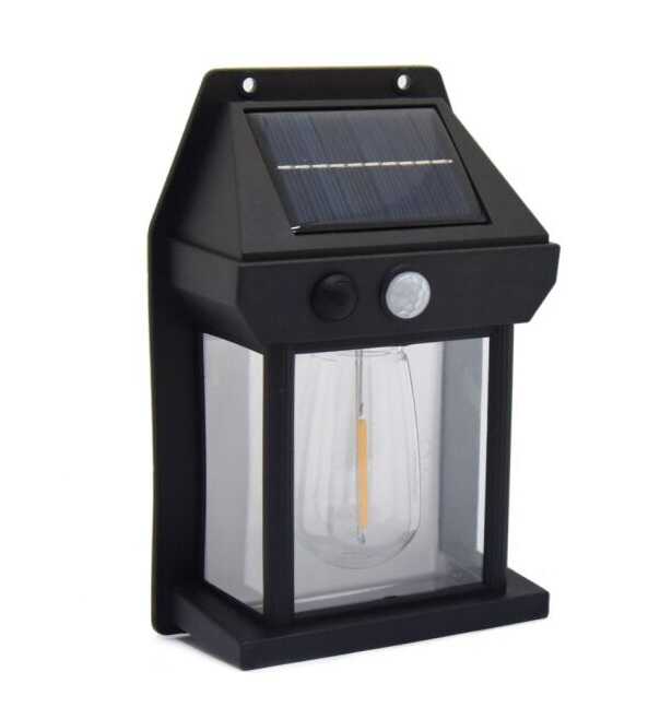 Kültéri Napelemes Fali Lámpa Mozgásérzékelővel körte led izzóval YX-778-1W