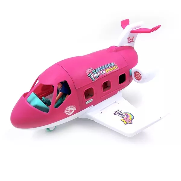 Shemy Plane Rózsaszín Utasszállító Repülő Játékszett, Stewardess Babával, 5 részes