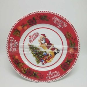 Karácsonyi Lapostányér Szett 6 db-os, Télapós és Mikulásvirágos