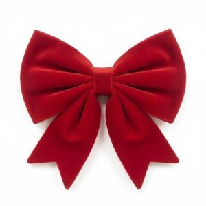 Plüss anyagú dekorációs masni ,piros , 25 × 30 cm