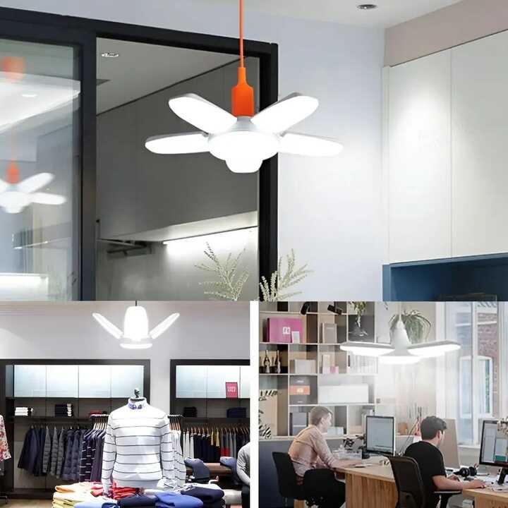 LED Fényforrás - 60W Összecsukható Ventilátor Alakú, Erős Fényű, E27 Foglalat