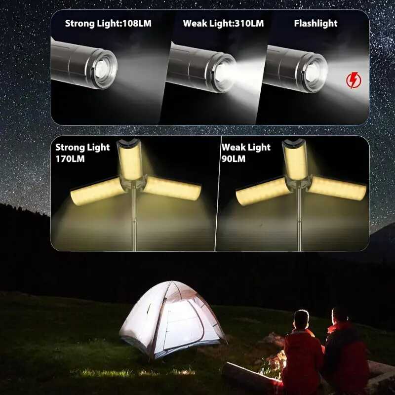 Szuper Fényes multifunkciós teleszkópos Kempinglámpa - Újratölthető, 54 LED-es, Állítható Fényű YD-2324