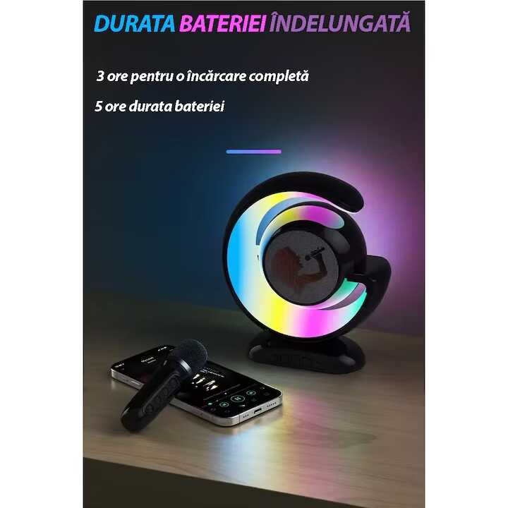 RGB Karaoke hangszoró YS-110 , Bluetooth/USB /AUX csatlakozás , 10 m hatótáv , 1 mikrofonnal , 10 W