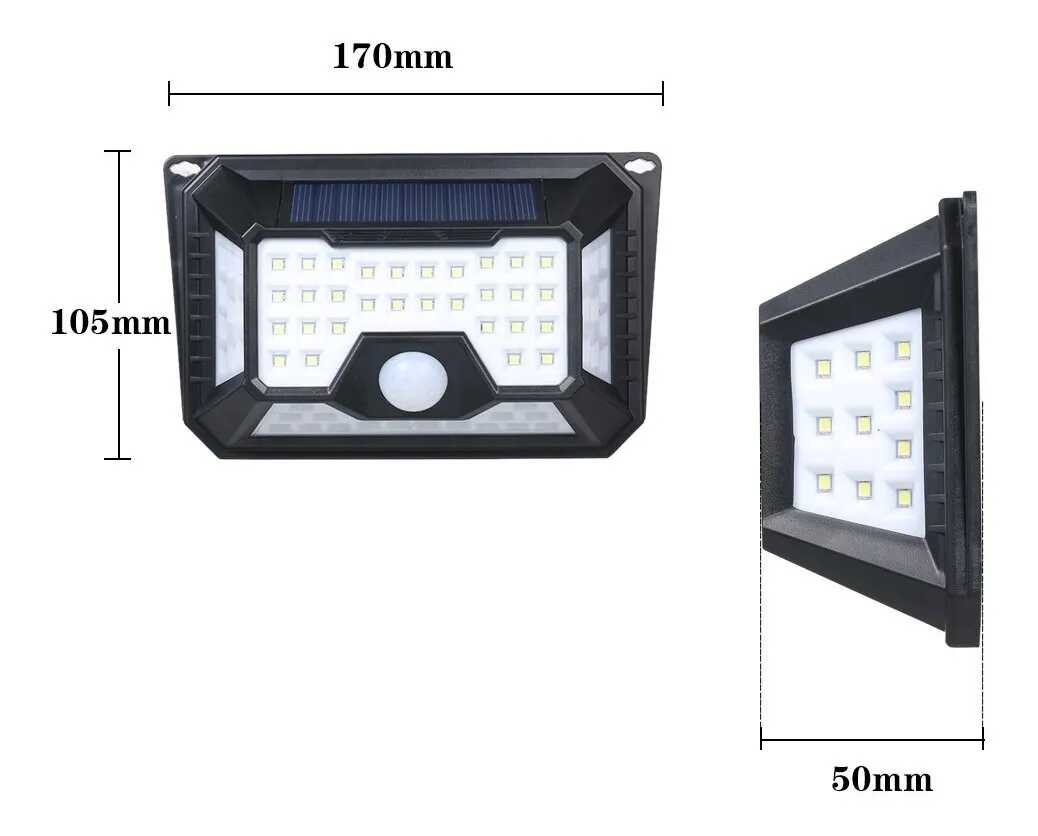 Napelemes Fali Lámpa 66 LED, Mozgásérzékelős, 5000K, 17 x 10 cm LF-1521