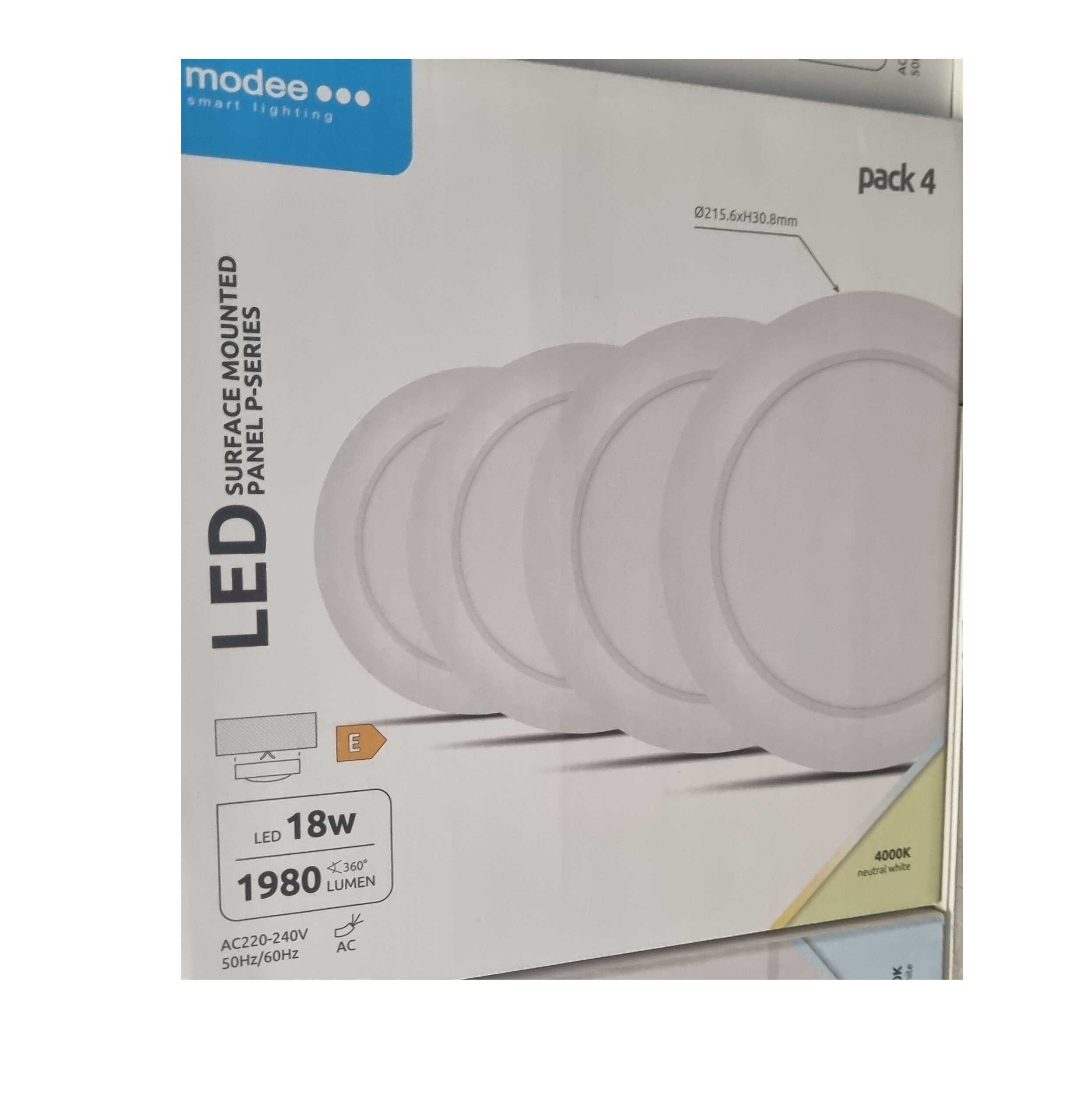 Modee LED lámpa szett Kerek kör Panel P-Series 4 db / csomag , 18W, 1980 Lumen, Felületre Szerelhető 21.5 cm