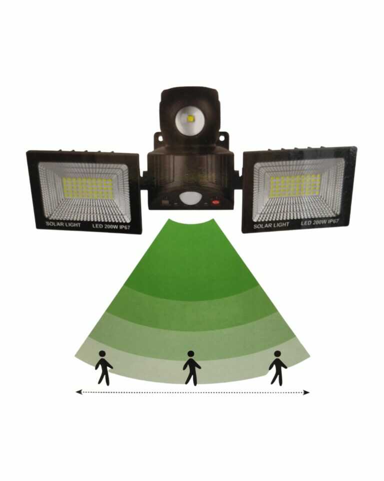 Napelemes Dupla Reflektor,200 w Dupla LED, Mozgásérzékelős, Távirányítóval 180 fokban forgatható IP67XG-T50 (6000 mAh)