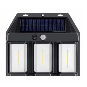 Napelemes Fali Lámpa, 3 Fejű, Mozgásérzékelős, 3 villágítási móddal IP65 CBK BK-618