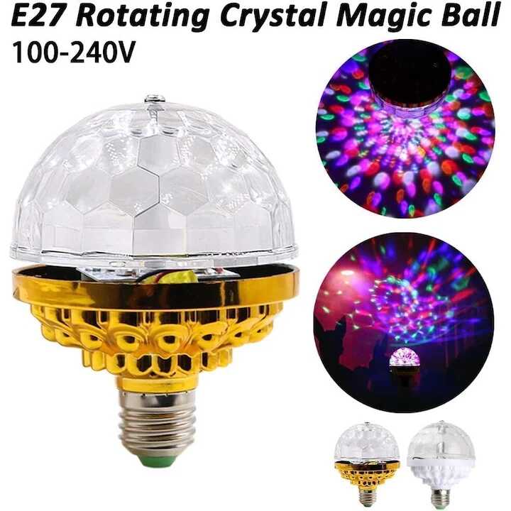 LED Diszkó Izzó E27 - Forgó, Színes RGB Fényeffektus Gyémánt Formában