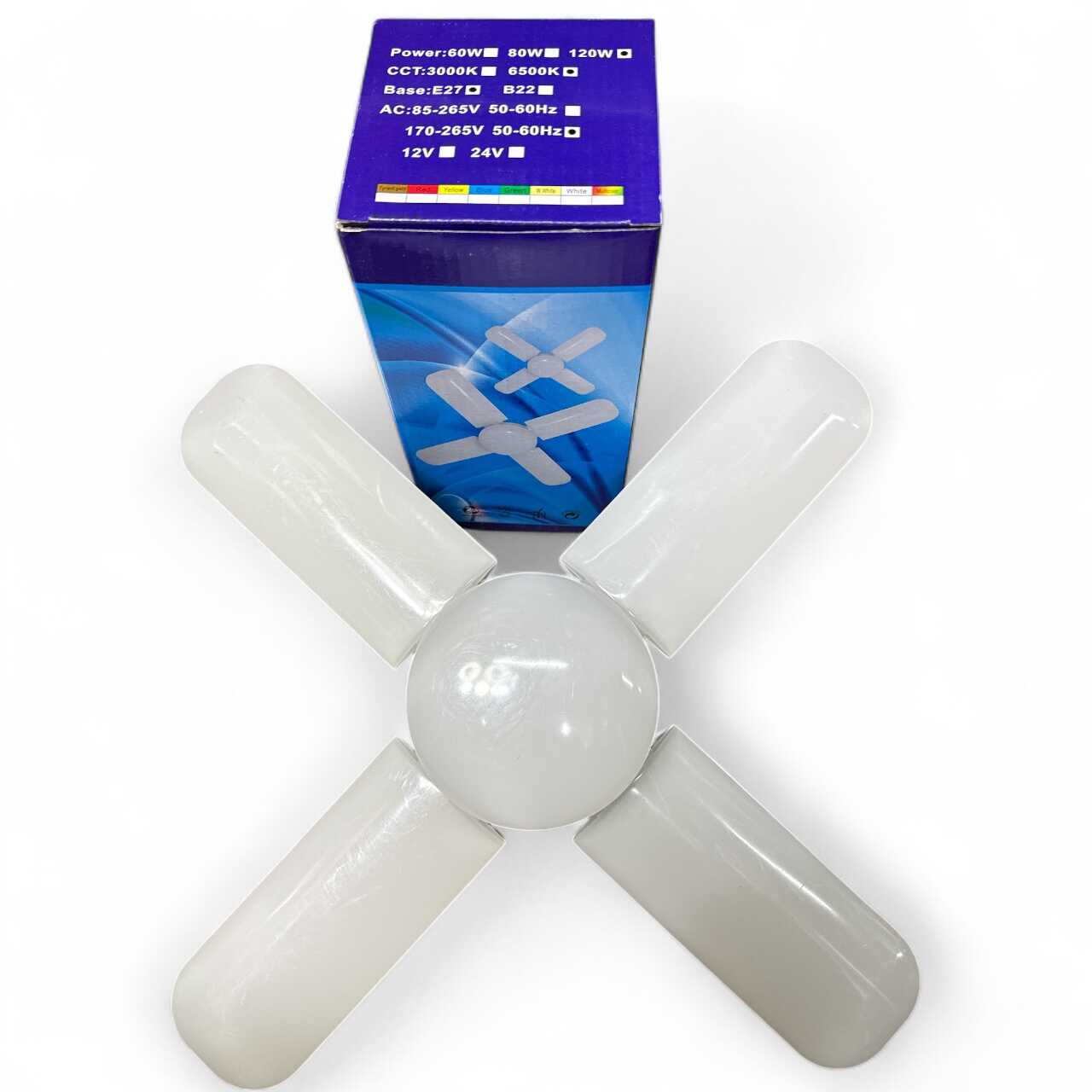 LED Fényforrás - 60W Összecsukható Ventilátor Alakú, Erős Fényű, E27 Foglalat