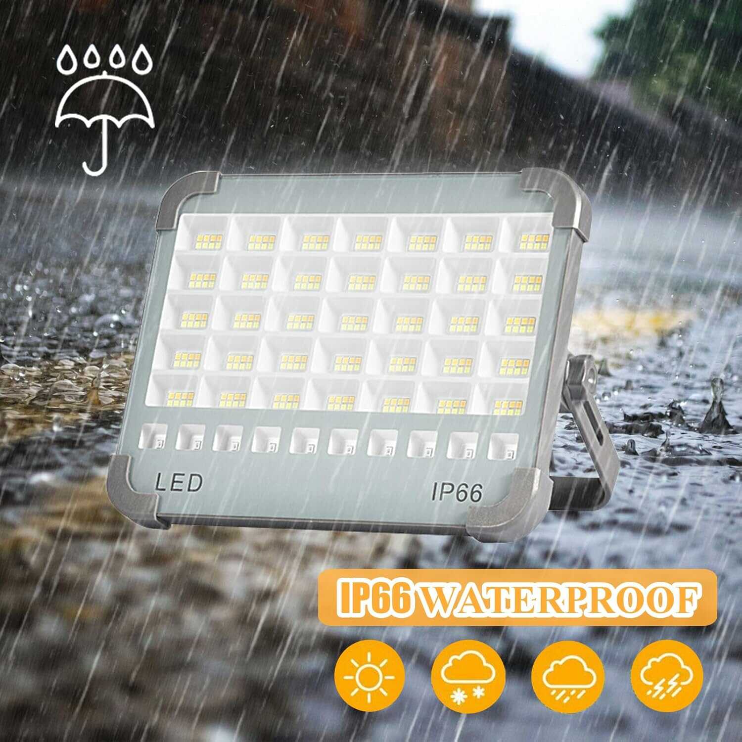 Hordozható unierzális Reflektor Munkalámpa - 100W, 10000 mAh-s Napelemes, USB Tölthető, mágneses IP66 Vízálló Reflektor