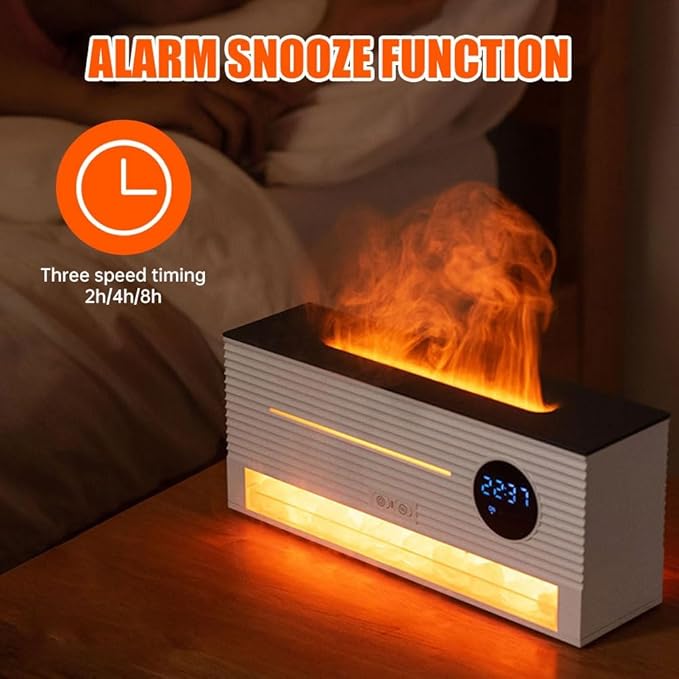 Aromaterápiás Diffúzor, 260ml, 3D Láng Hatás, Himalájai Só Kő, Időzítővel