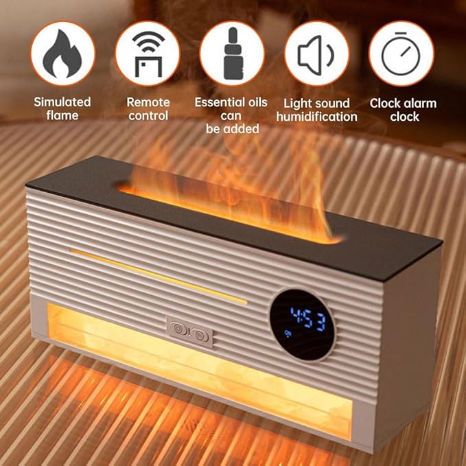 Aromaterápiás Diffúzor, 260ml, 3D Láng Hatás, Himalájai Só Kő, Időzítővel