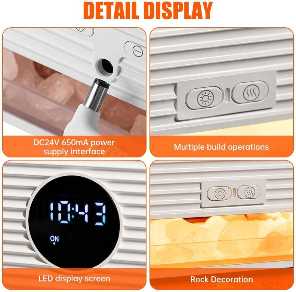 Aromaterápiás Diffúzor, 260ml, 3D Láng Hatás, Himalájai Só Kő, Időzítővel